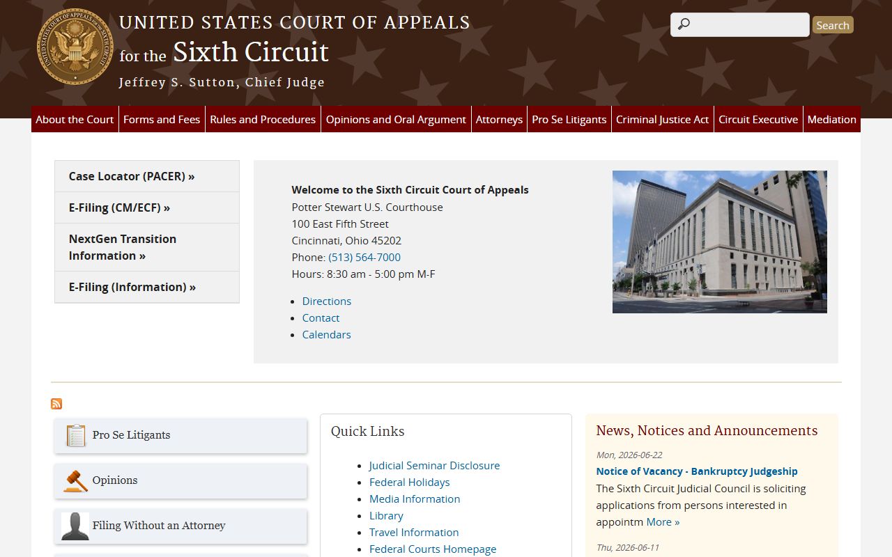 Warren County Circuit Court Clerk federal appeals records distinction