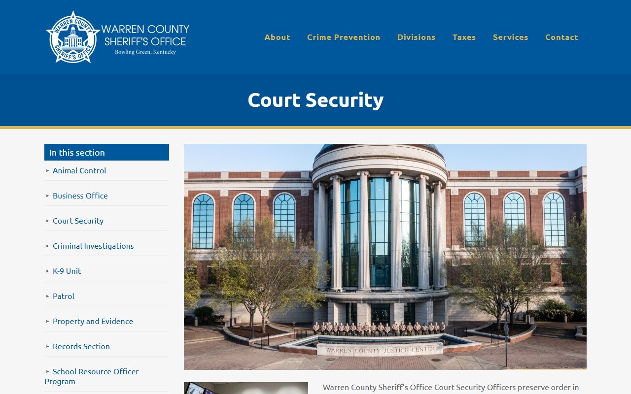 Warren County arrest records Sheriff court security