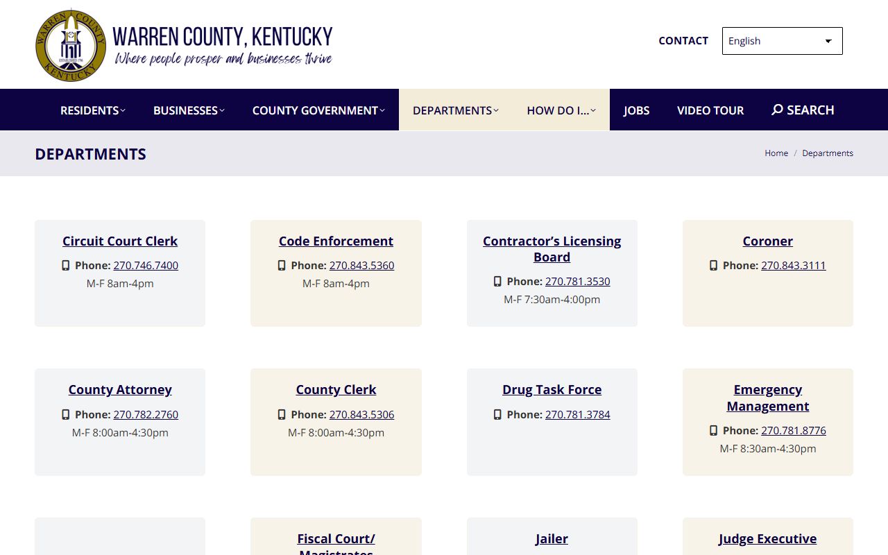 Warren County court dockets department directory