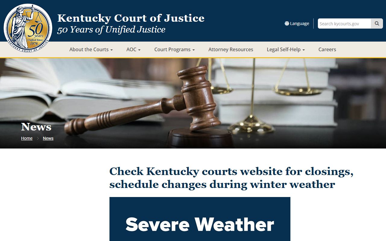 Warren County court dockets KCOJ winter weather closure notice