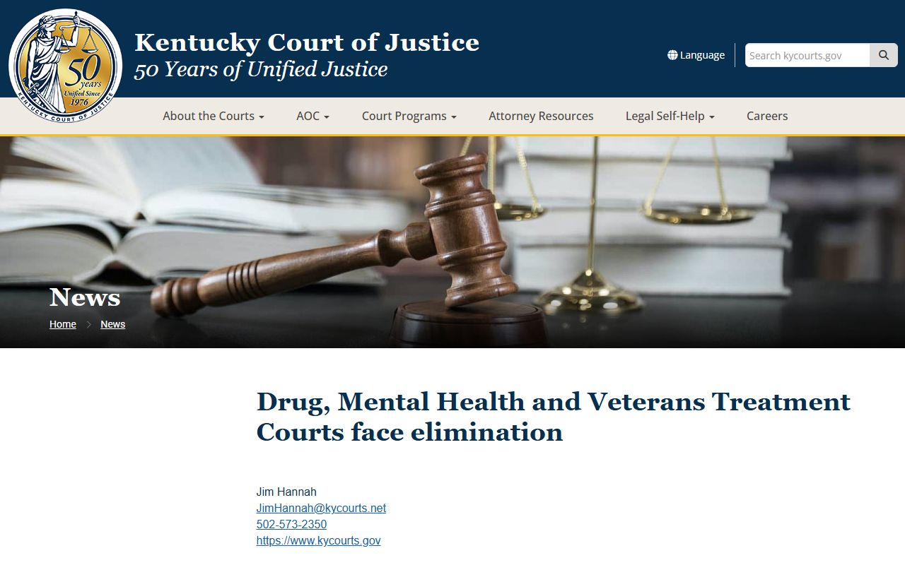 Warren County court dockets KCOJ specialty courts budget notice