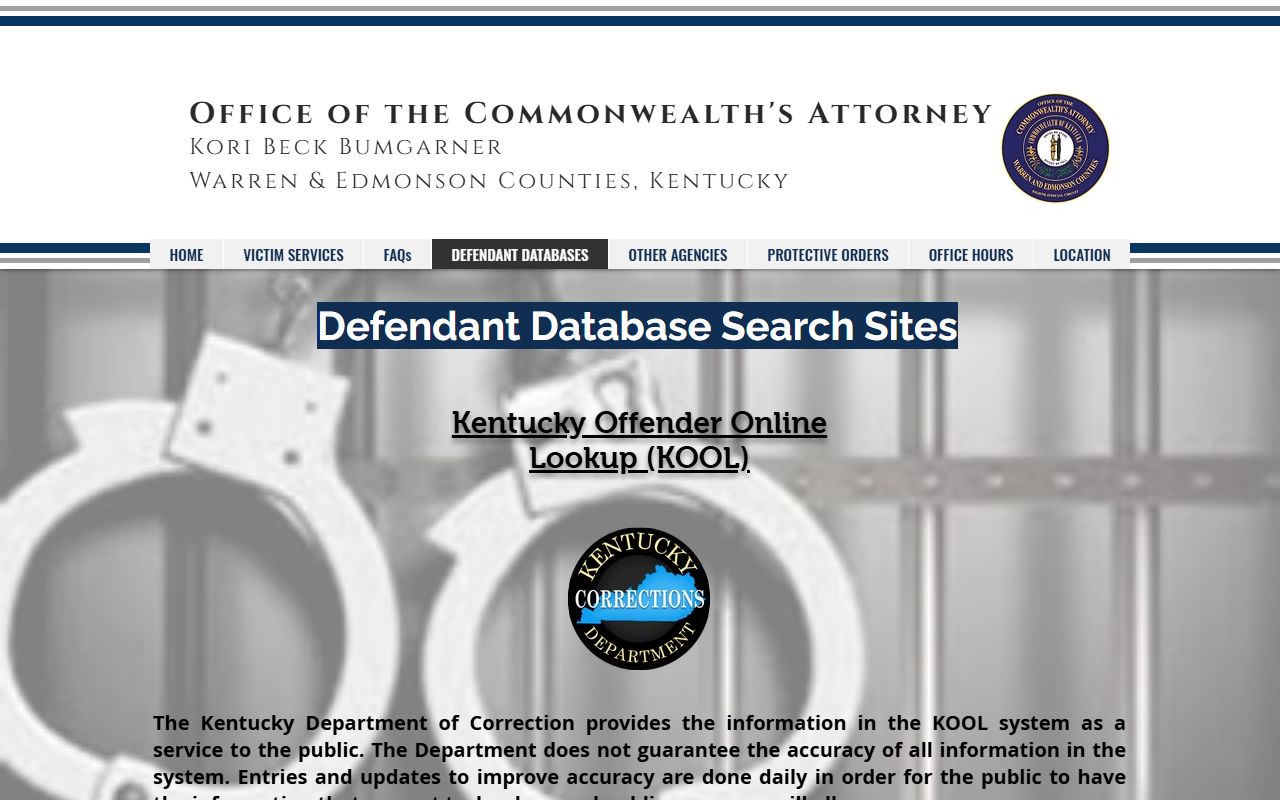 Warren County criminal court records Commonwealth's Attorney database links