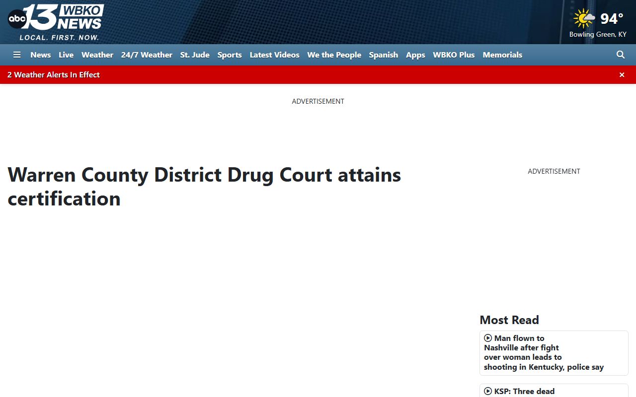 Warren County Circuit Court District Drug Court certification news