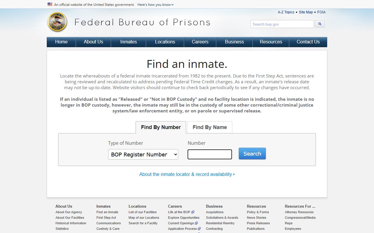 Warren County inmate records federal BOP inmate locator