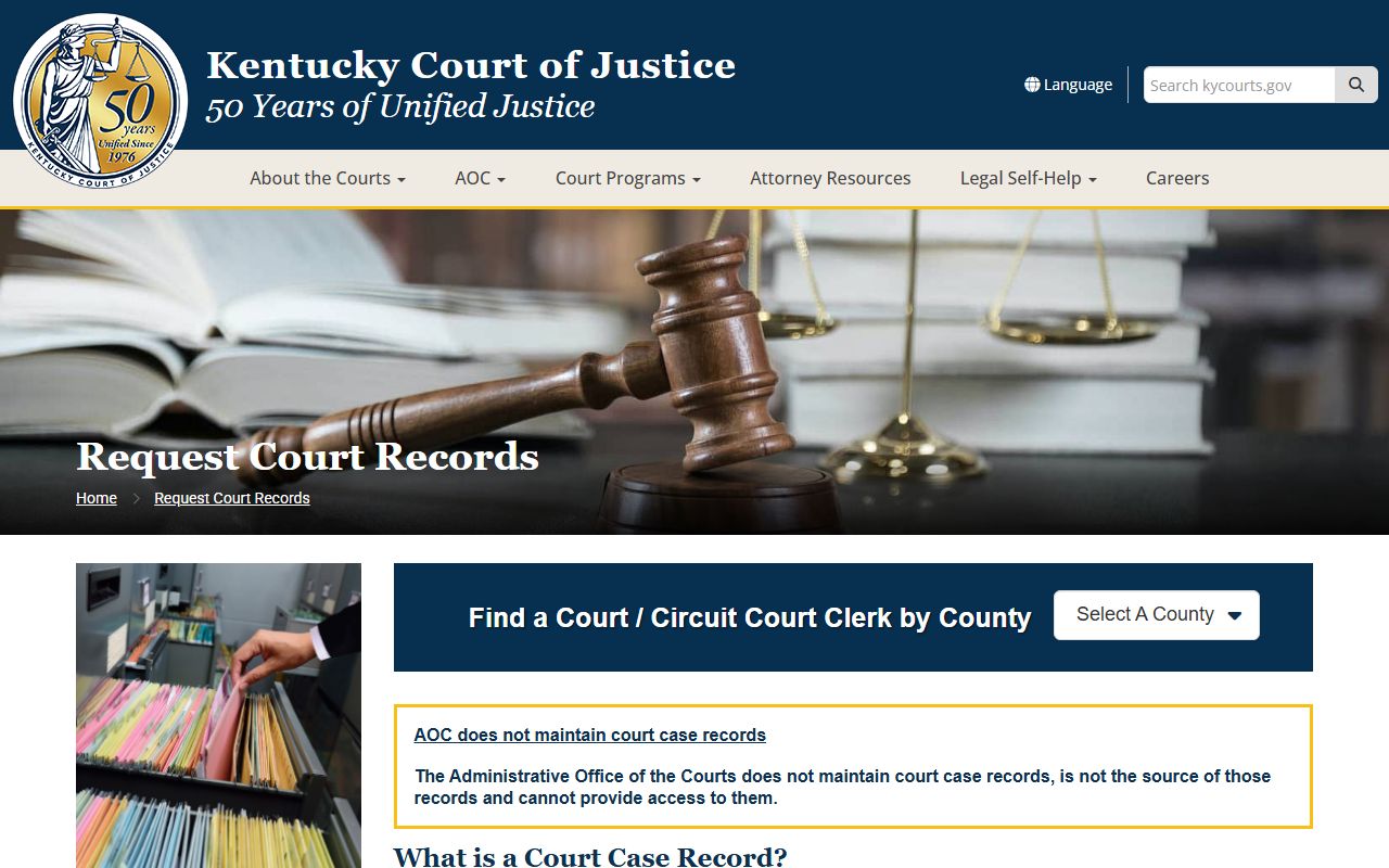 Warren County court records request instructions from Kentucky Court of Justice