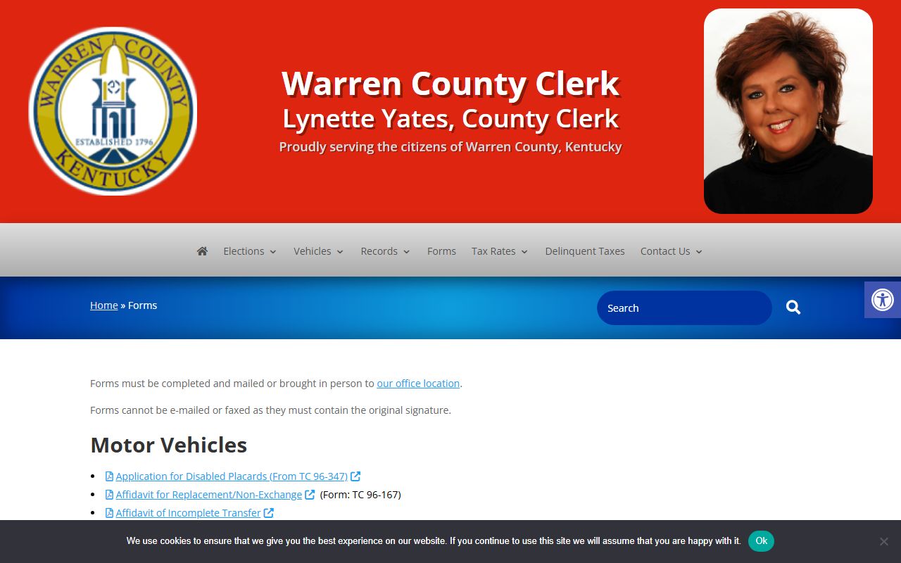 Warren County marriage records forms page